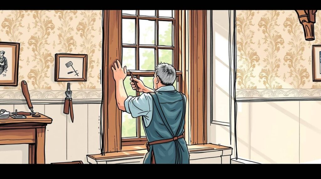 worker carrying out sash window repair