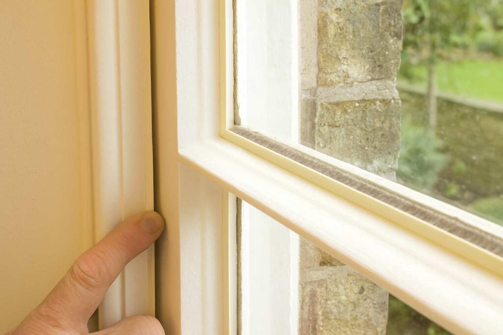 working on sash window draught reduction
