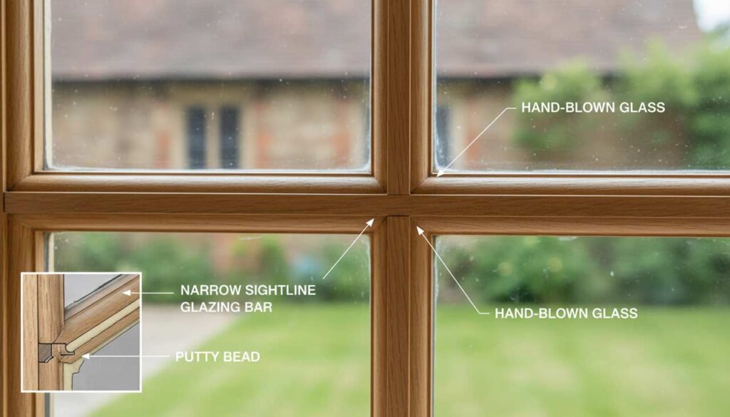 glazing bar detail of double glazed sash