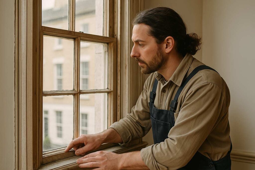 sash window inspection looking for draughts
